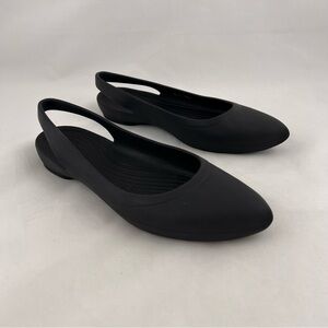 CROCS Women's Black Slingback Flats — Pointed Toe Casual Ballet